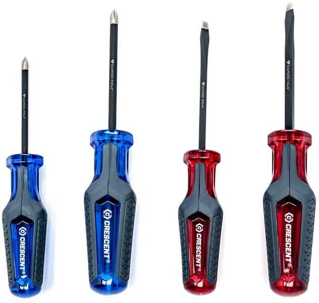 Crescent Phillips/Slotted Co-Molded Diamond Tip Screwdriver Set (4-Piece)