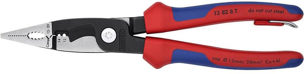 KNIPEX 8 in. 6-in-1 Electrical Installation Pliers with Dual-Component Comfort Grips and Tether Attachment