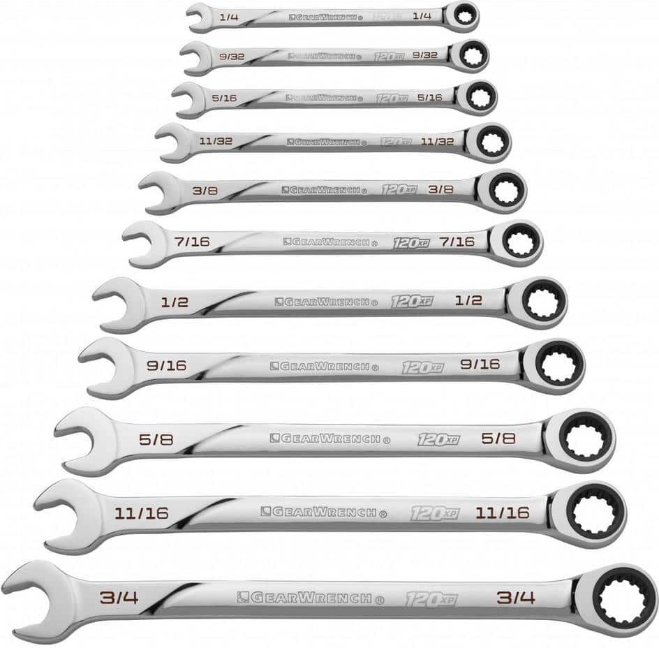 GEARWRENCH SAE 120XP Universal Spline XL Combination Ratcheting Wrench Tool Set (11-Piece)