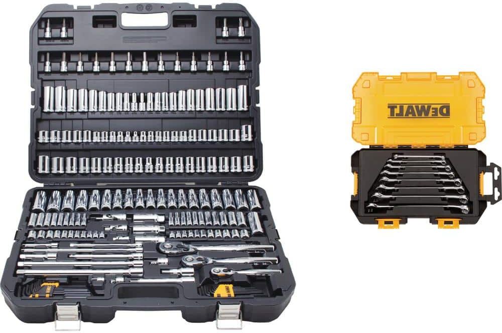 DeWalt Chrome Vanadium Mechanics Tool Set (192-Piece) and SAE Combination Wrench Set (8-Piece)