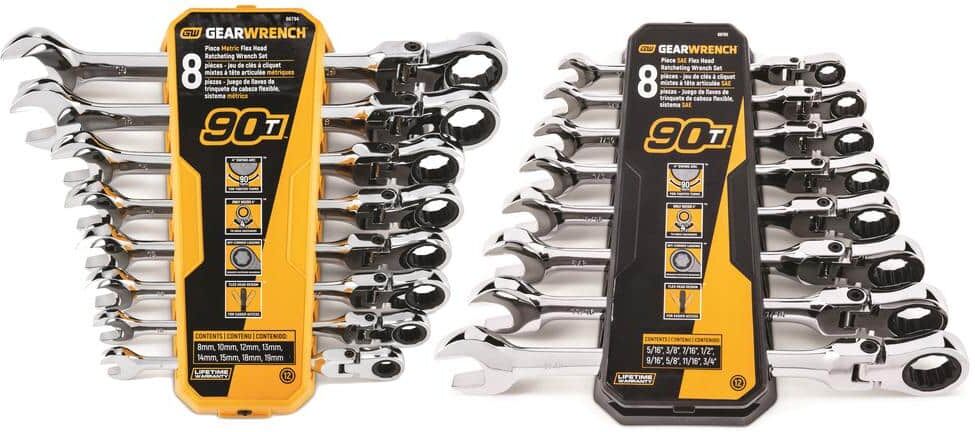 GEARWRENCH Flex Head Combination Ratcheting Wrench Set SAE/MM (16-Piece)