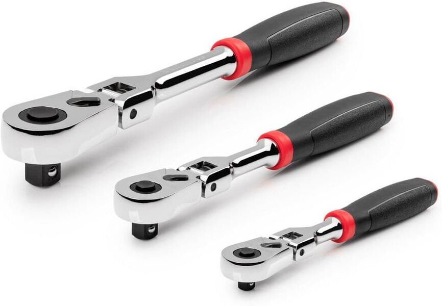 TEKTON 1/4,3/8,1/2 in. Drive Flex Head Quick-Release Comfort Grip Ratchet Set (3-Piece)