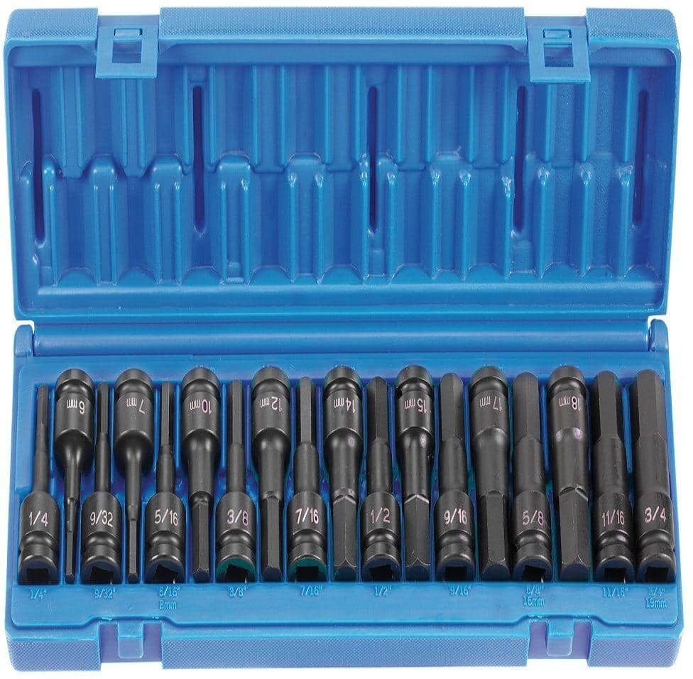 GP 1/2 in. Drive SAE/Metric Combo Hex Driver Set (18-Piece)