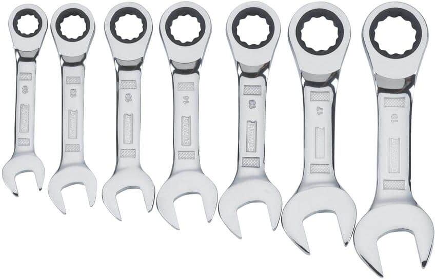 DeWalt Stubby Ratcheting Metric Combination Wrench Set (7-Piece)