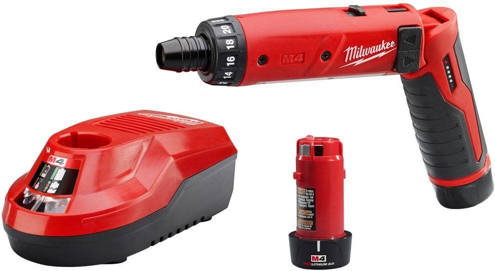 Milwaukee M4 4V Lithium-Ion Cordless 1/4 in. Hex Screwdriver 2-Battery Kit