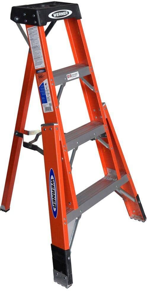 Werner 4 ft. Fiberglass Tripod Step Ladder with 300 lb. Load Capacity Type IA Duty Rating