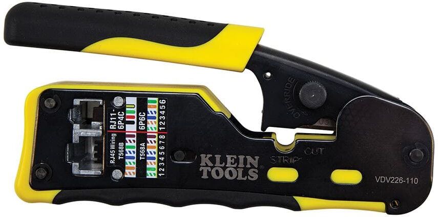 Klein Tools Ratcheting Wire Crimper / Stripper / Cutter, for Pass-Thru