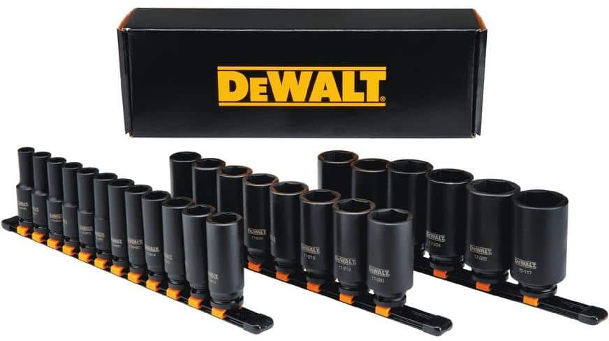 DeWalt 1/2 in. Drive Metric Deep Impact Socket Set (26-Piece)