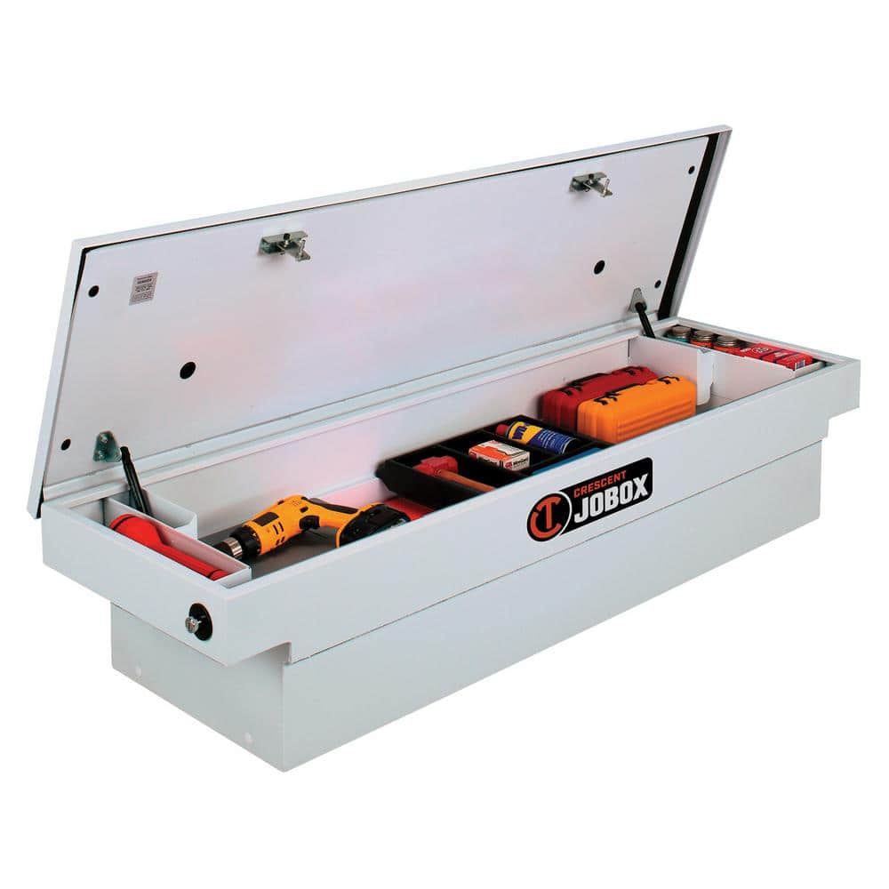 Crescent 71 in. White Steel Full Size Deep Single Lid Crossover Truck Tool Box with Pushbutton Gear-Lock™