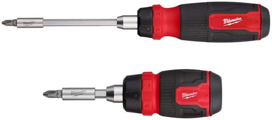 Milwaukee 14-in-1 Ratcheting Multi-Bit Screwdriver with 8-in-1 Ratcheting Compact Multi-Bit Screwdriver (2-Piece)