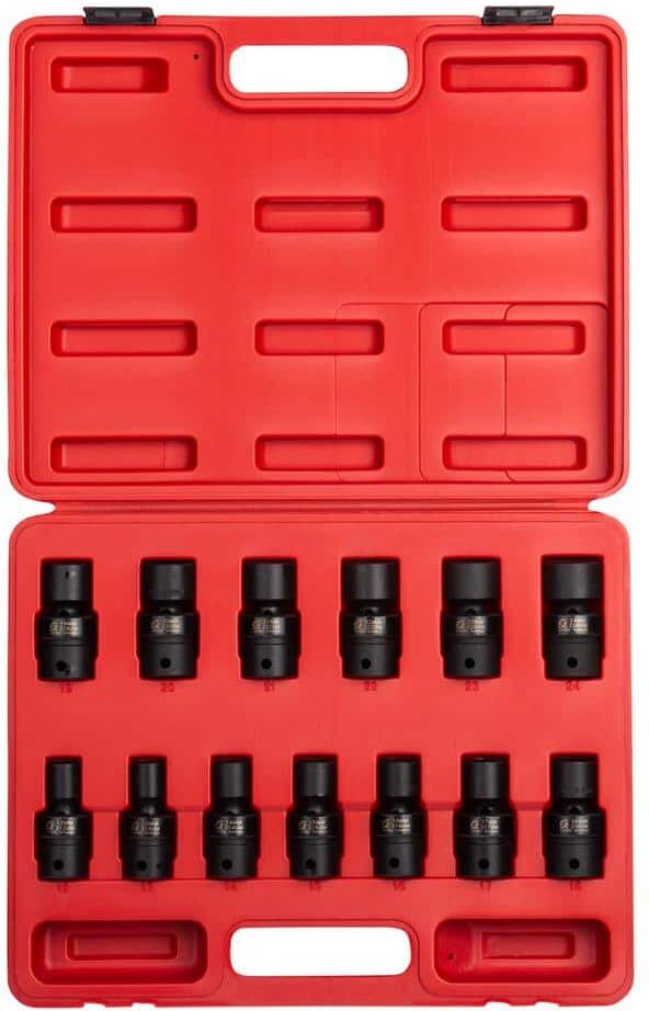 SUNEX TOOLS 1/2 in. Drive Metric Universal Impact Socket Set (13-Piece)