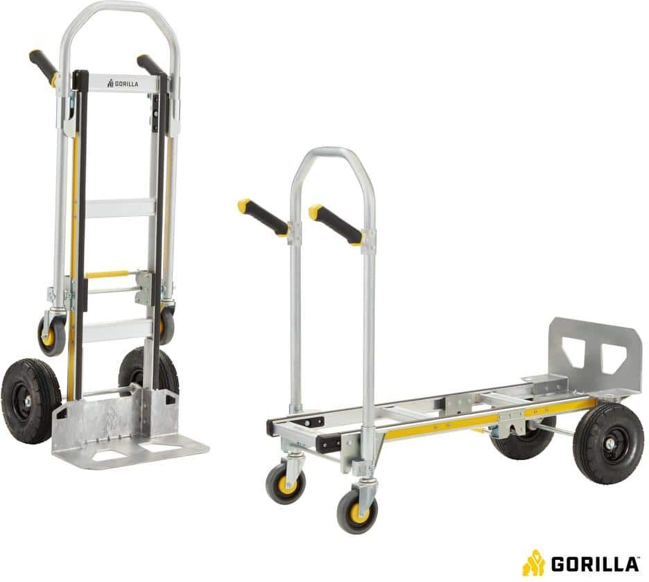 Gorilla 1,000 lbs. Capacity Convertible All Aluminum Hand Truck with Multi-Grip Power Handle, Wide Load Toe Plate Technology