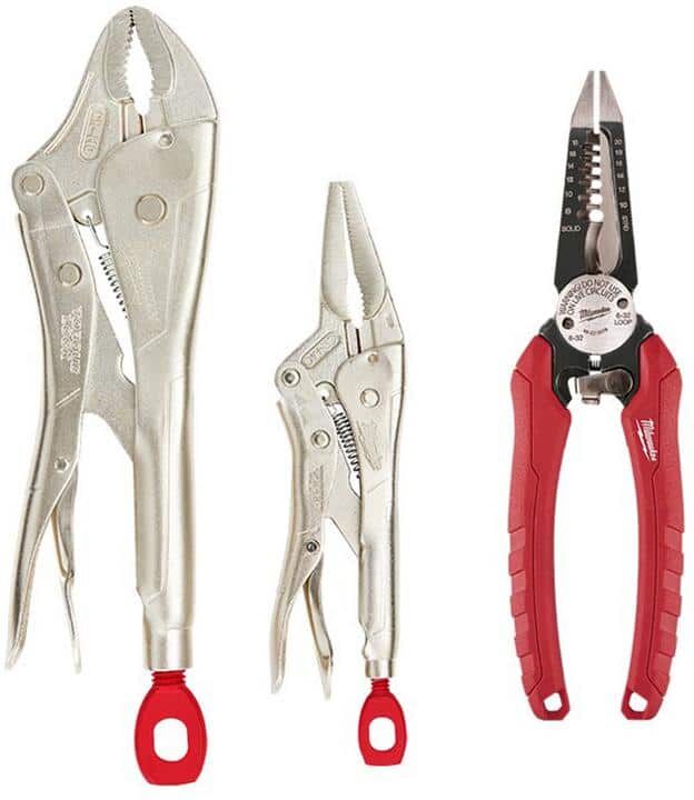 Milwaukee Torque Lock Locking Pliers Set with 7.75 in. Combination Electricians 6-in-1 Wire Stripper Pliers (3-Piece)