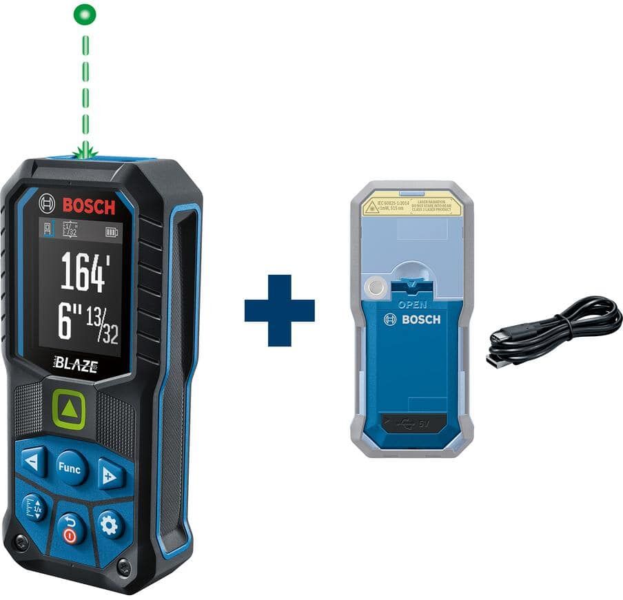 Bosch Blaze 165 ft. Green Laser Distance Tape Measuring Tool Plus 3.7-Volt Lithium-Ion 1.0 Ah Battery with USB Charging