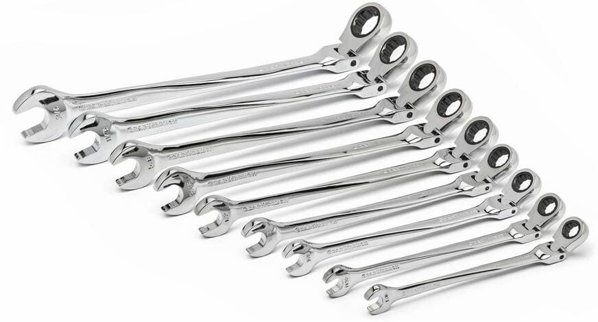 GEARWRENCH SAE 72-Tooth XL X-Beam Flex Head Combination Ratcheting Wrench Tool Set (9-Piece)