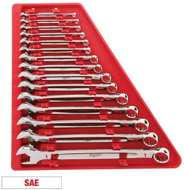 Milwaukee Combination SAE Wrench Mechanics Tool Set (15-Piece)