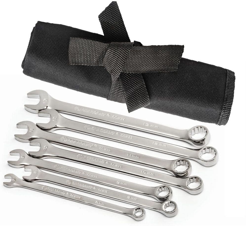 Crescent Metric 12-Point Combination Wrench Set with Roll up Storage Pouch (7-Piece)