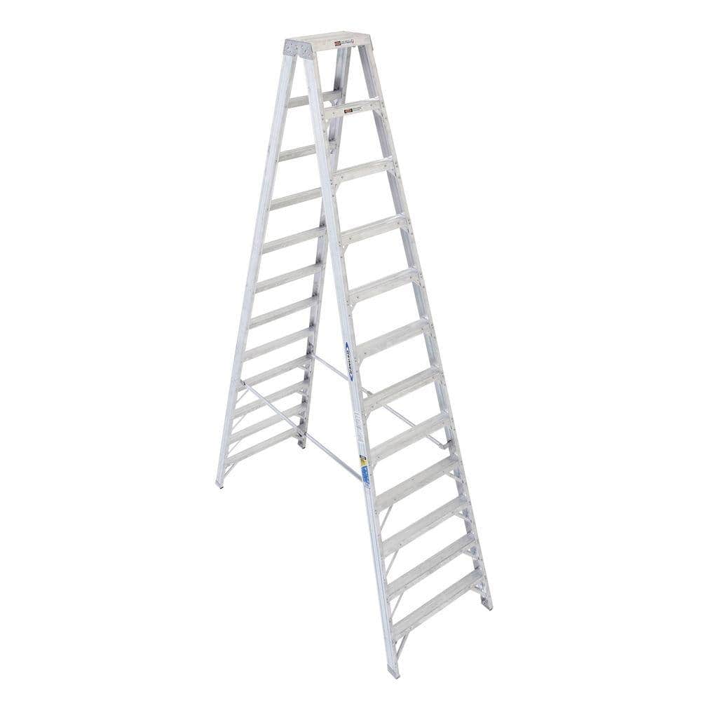 Werner 12 ft. Aluminum Twin Step Ladder with 375 lb. Load Capacity Type IAA Duty Rating