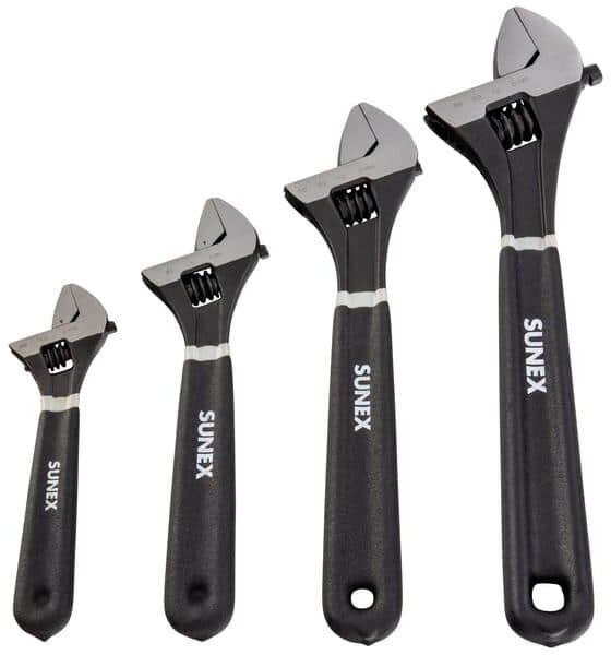 SUNEX TOOLS Adjustable Wrench Set, 6 in., 8 in., 10 and 12 in. (4-Pcs)