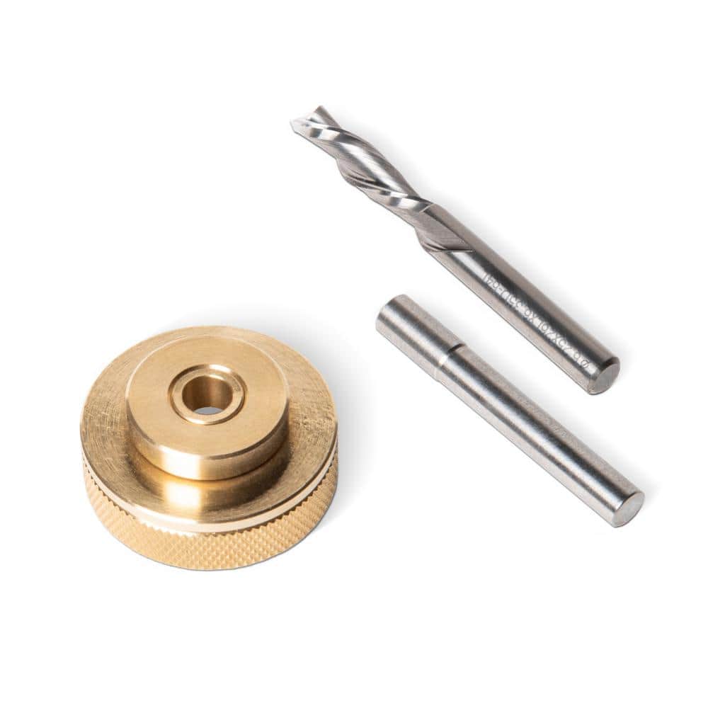 POWERTEC Solid Brass Inlay Set, 1/4 in. D, 3/4 in. Cutting Length, 1/4 Shank, 2-1/2 in. Overall Length 1-Set