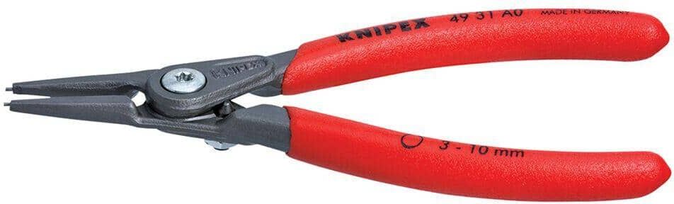 KNIPEX 5-1/2 in. Precision Circlip Snap-Ring Pliers with Limiter-External Straight with Adjustable Opening