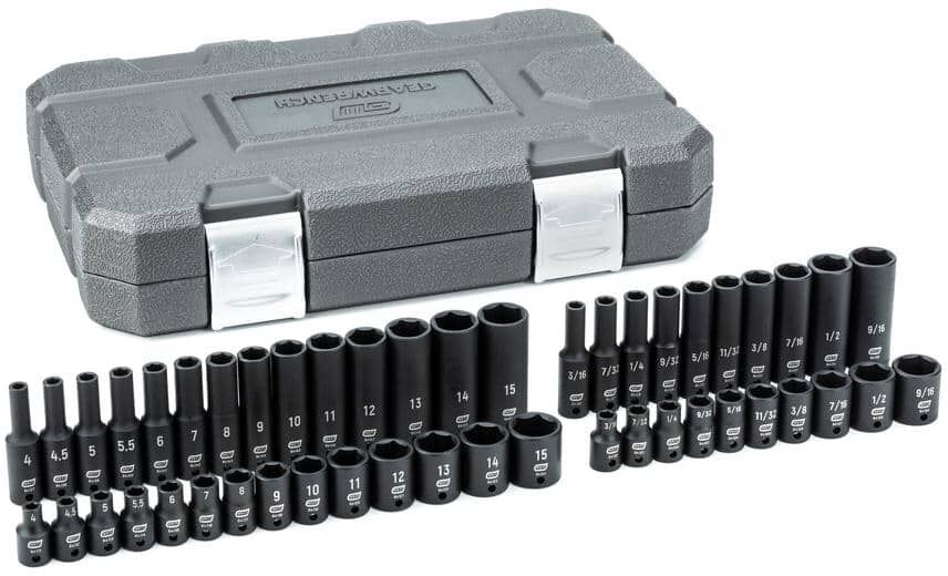 GEARWRENCH 1/4 in. Drive 6-Point SAE/Metric Standard & Deep Impact Socket Set (48-Piece)