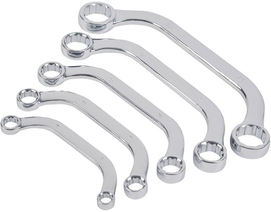 KING 5-Piece Half-Moon Box-End Wrench Set, 5/16 in. to 7/8 in. with Hanging Clip, SAE