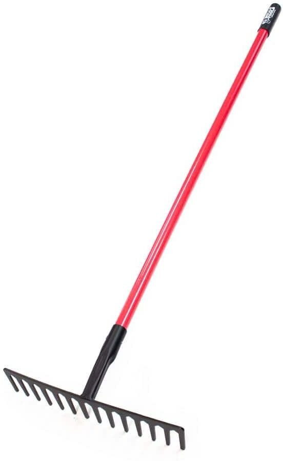 Bully Tools 16 in. W 14-Tine Level Head Rake with Fiber Glass Handle