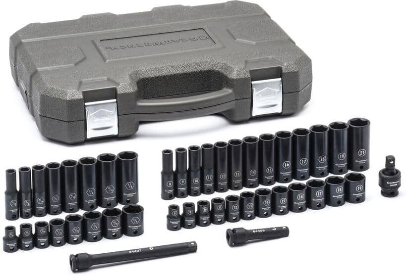 GEARWRENCH 3/8 in. Drive 6-Point SAE/Metric Standard and Deep Impact Socket Set (44-Piece)