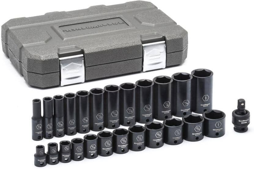 GEARWRENCH 3/8 in. Drive 6-Point SAE Standard & Deep Impact Socket Set (25-Piece)