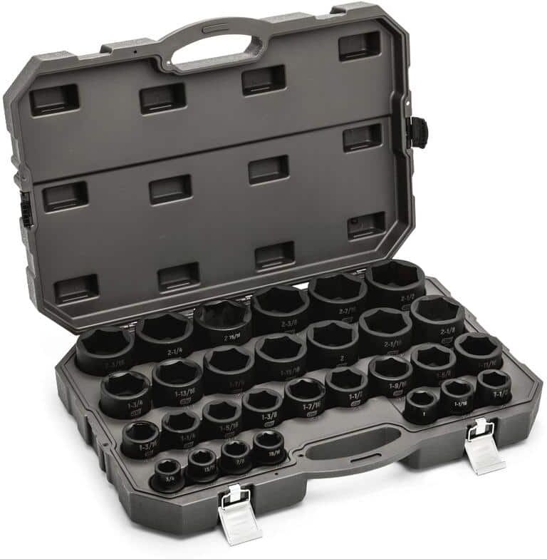 GEARWRENCH 3/4 in. Drive 6-Point SAE Shallow Impact Socket Set with Storage Case (29-Piece)