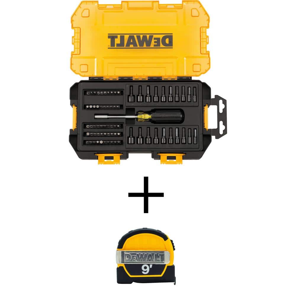 DeWalt 1/4 in. Multi-Bit and Nut Driver Set (70-Piece) and 9 ft. x 1/2 in. Pocket Tape Measure with Magnetic Back
