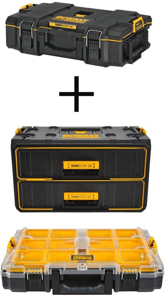 DeWalt TOUGHSYSTEM 2.0 22 in. Small Tool Box, 21.8 in. Tool Box and 10-Compartment Deep Small Parts Organizer