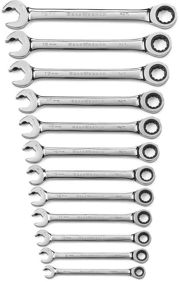 GEARWRENCH Metric 72-Tooth Open and Box End Ratcheting Combination Wrench Tool Set (12-Piece)