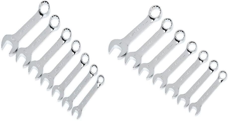 Husky SAE/MM Stubby Combination Wrench Set (14-Piece)