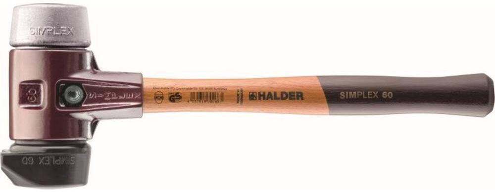 Halder Simplex 60 4 lbs. Mallet with Aluminum and STAND-UP Black Rubber Inserts