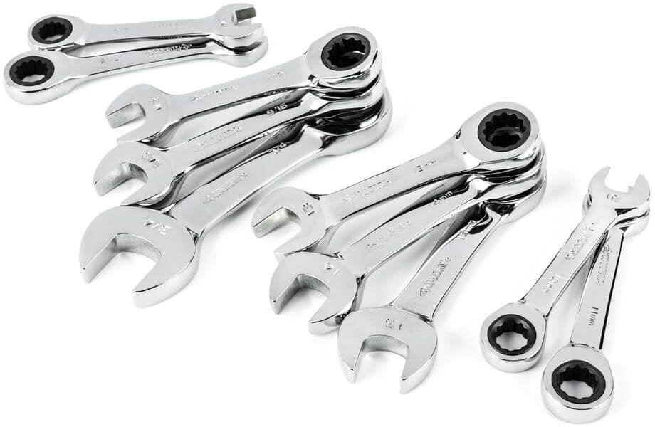 Husky Stubby Ratcheting SAE/MM Combination Wrench Set (10-Piece)