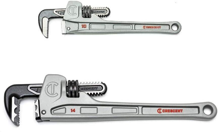 Crescent 10 in. and 14 in. Aluminum Slim/K9 Jaw Pipe Wrench Set (2-Piece)