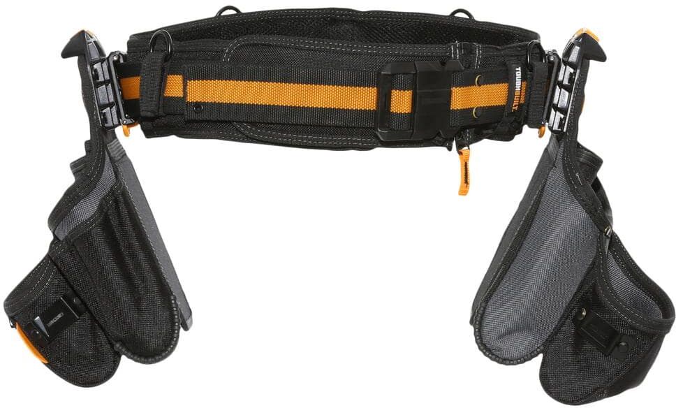 TOUGHBUILT 20.5" 3-Piece Tradesman Tool Belt Set, Black with ClipTech heavy duty construction and 27 pockets with hammer loop