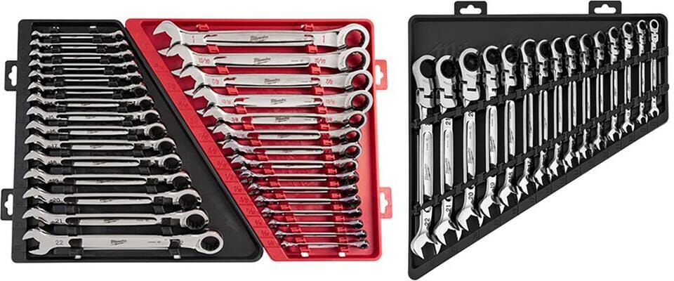 Milwaukee SAE/Metric Combination Ratcheting Wrench Set with Metric Flex-Head Ratcheting Wrench Set (45-Piece)