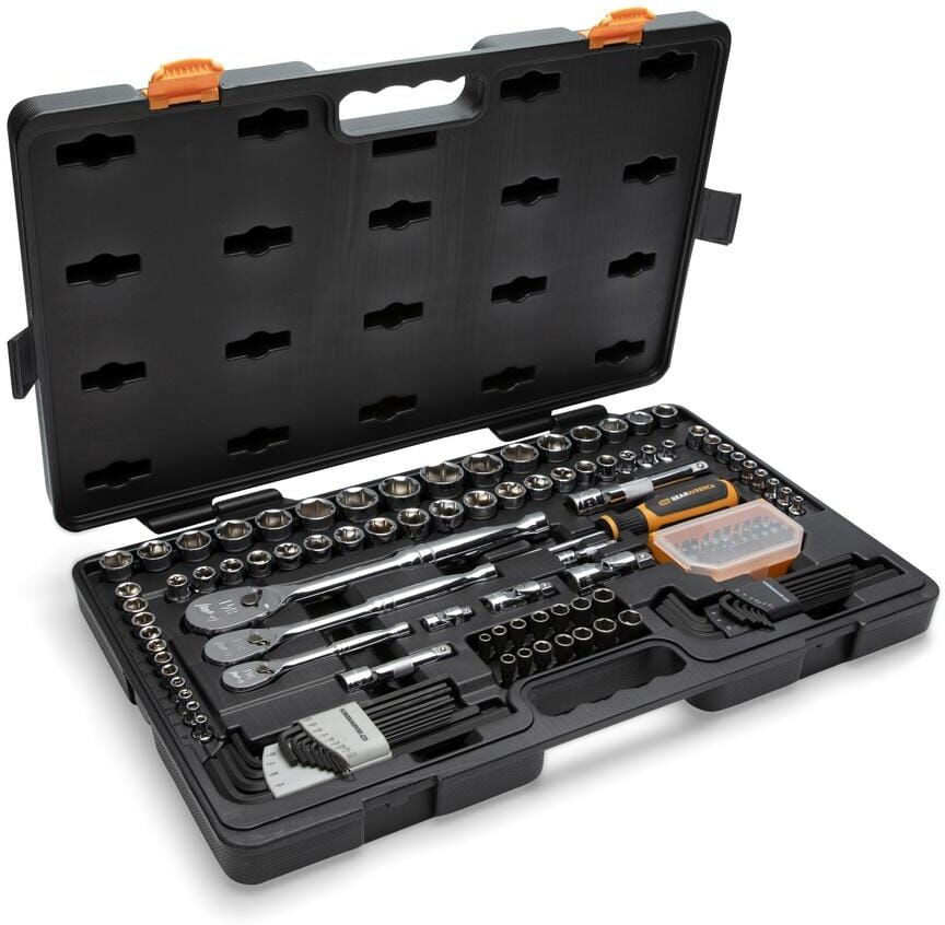 GEARWRENCH 1/4 in., 3/8 in. and 1/2 in. Drive 84-Tooth, Standard, SAE/Metric Mechanics Tool Set in Storage Case (131-Piece)