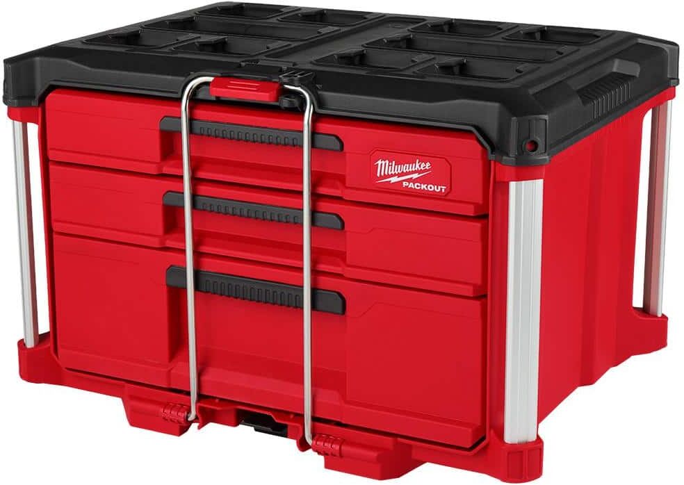 Milwaukee PACKOUT 22 in. Modular 3-Drawer Multi Drawer Tool Box with Metal Reinforced Corners and 50 lbs. Capacity