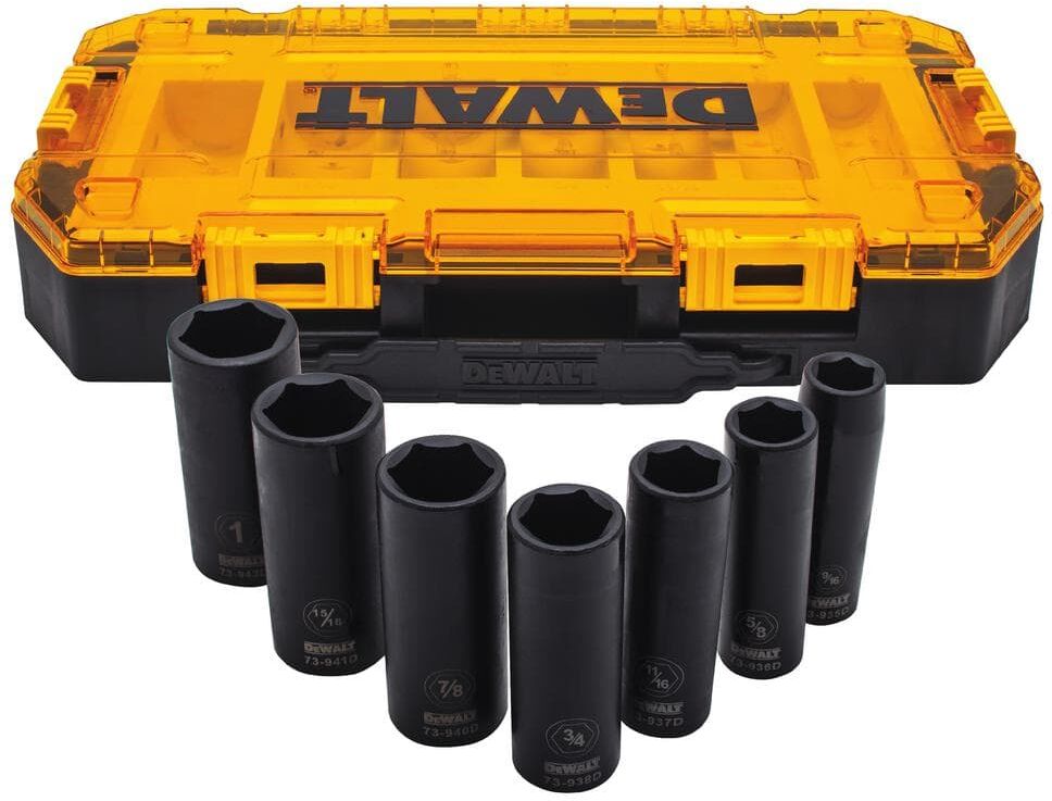 DeWalt 1/2 in. Drive SAE Deep Impact Socket Set (7-Piece)