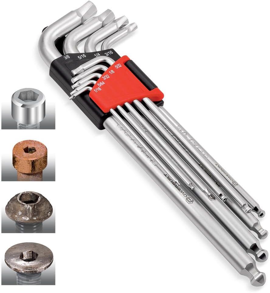 Powerbuilt 9-Piece Zeon SAE Hex Key Wrench Set for Damaged Fasteners