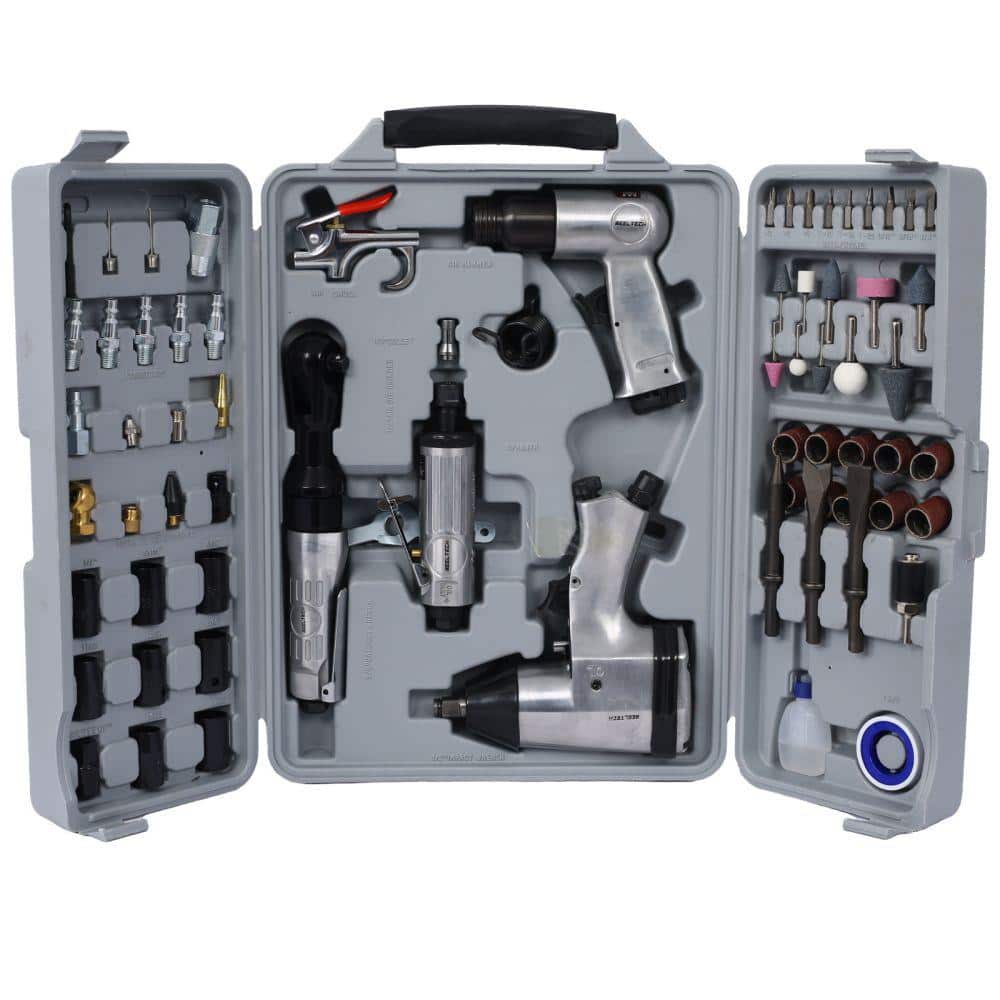 Amucolo 71-Piece Air Tool and Accessories Kit, Impact Wrench, Air Ratchet, Die Grinder, Aire Hammer, Hose Fittings, Storage Case