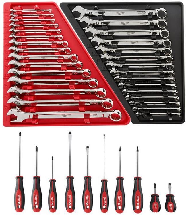 Milwaukee Combination SAE and Metric Wrench Mechanics Tool Set with Screwdriver Set (40-Piece)