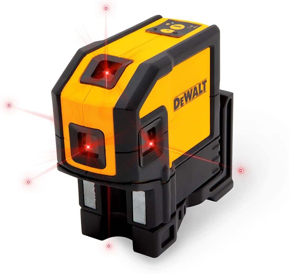 DeWalt 165 ft. Red Self-Leveling 5-Spot & Horizontal Line Laser Level with (3) AA Batteries & Case