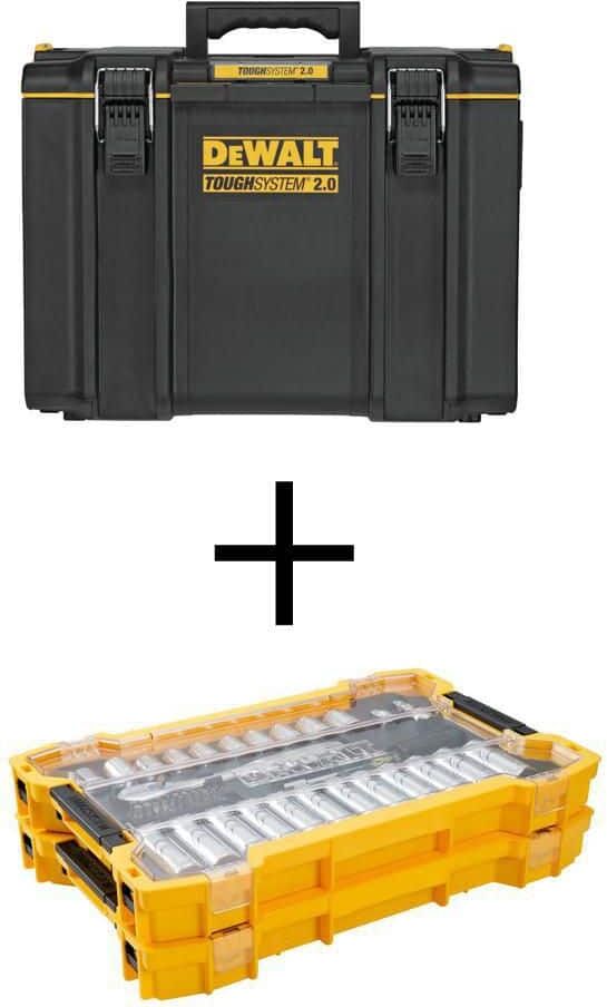 DeWalt TOUGHSYSTEM 2.0 22 in. Extra-Large Tool Box and 1/4 in. and 3/8 in. Drive Mech Tool Set with TOUGHSYSTEM Trays (131 Pc)