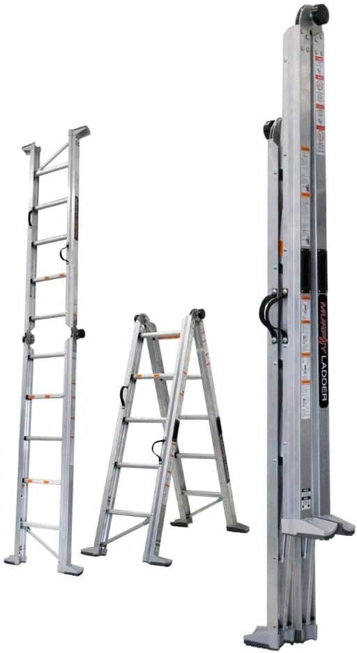 MURPHY LADDER 11 ft. Height 14 ft. Reach Aluminum Fully Compactable Multi-Position Ladder 375 lbs. Load Capacity Type IAA Duty Rating