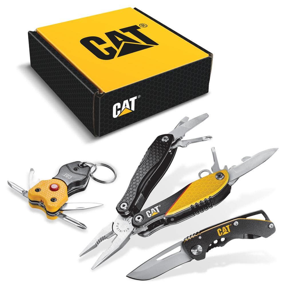 CAT 12-in-1 Multi-Tool, Knife and Multi-Tool Key Chain Gift Box Set (3-Piece)